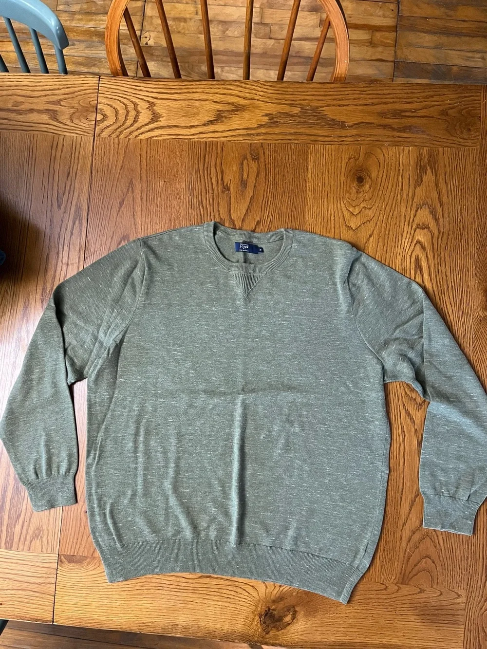 J. Crew heathered green lightweight cotton crewneck sweater